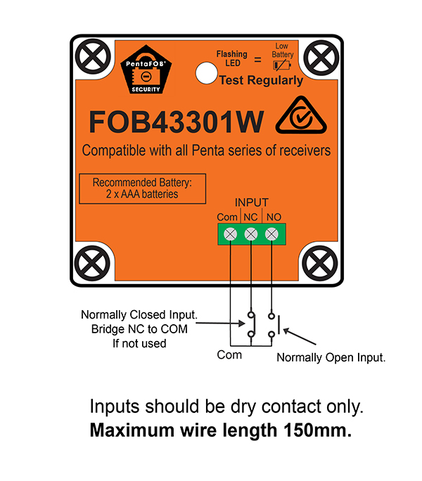 FOB transmitter with connection for external inputs